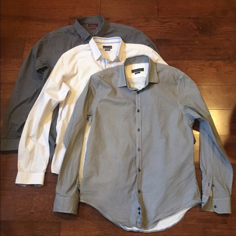 3-pack men’s Zara slim fit button down shirts